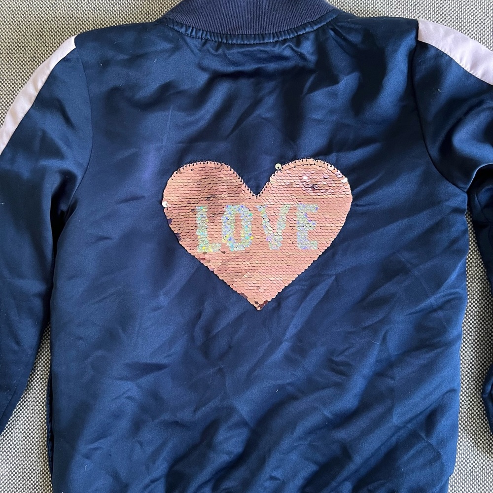 Carter's Flip Sequin Zip-Up Satin Bomber Jacket